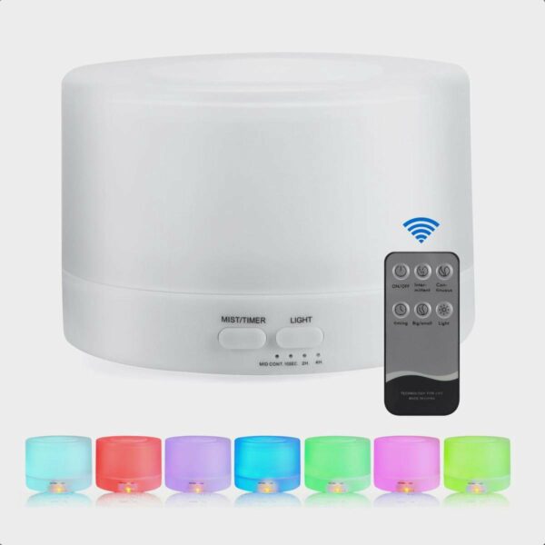 Aroma Diffuser ( luchtbevochtiger) met ingebouwd LED-licht in 7 kleuren (wit)