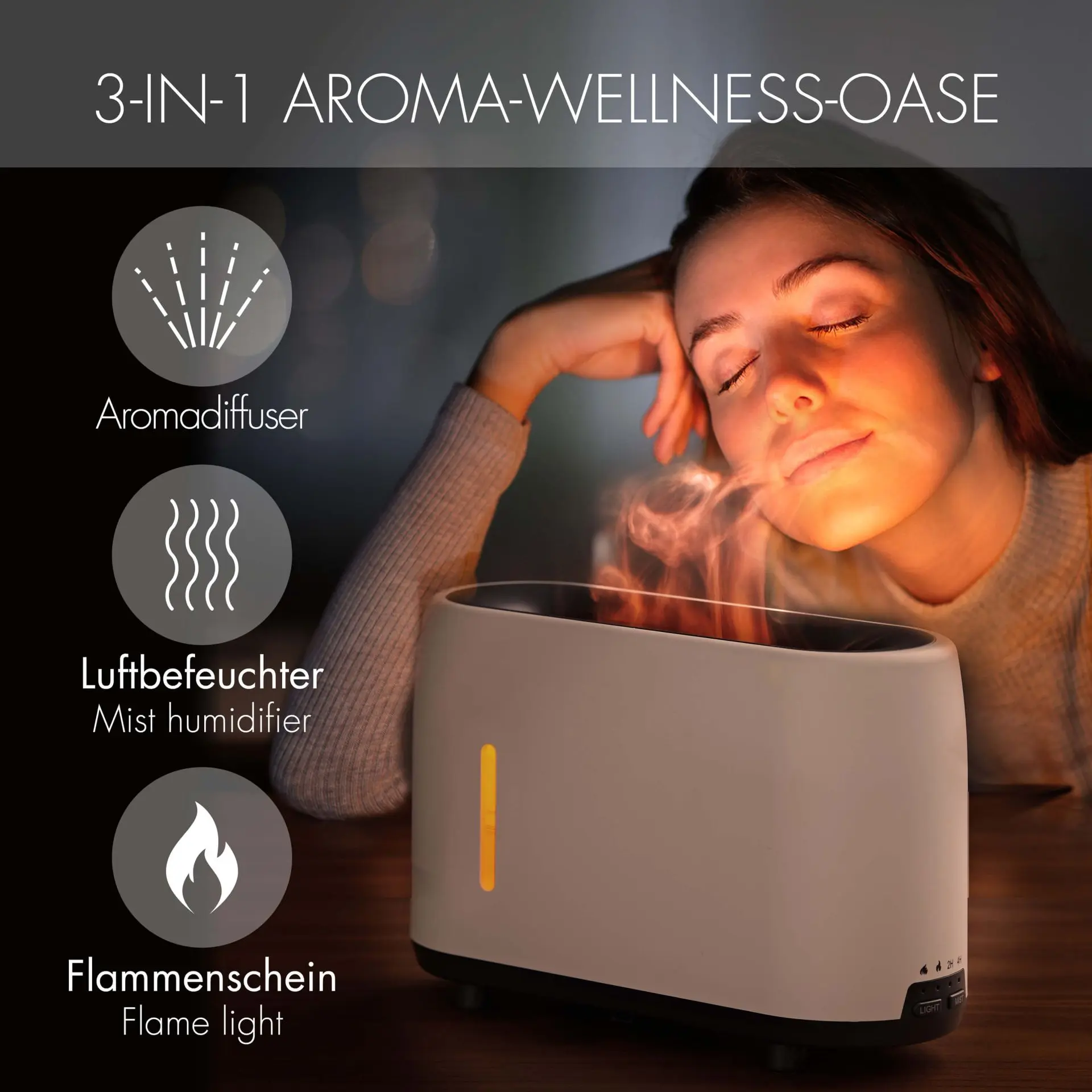 Promed AL-240 FL Ultrasone Aroma Diffuser 240 ml met Vlameffect